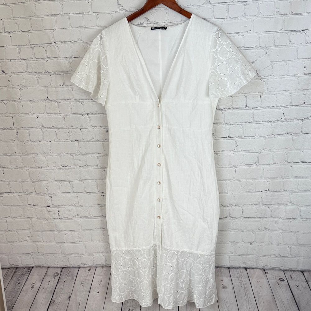 SHEIN White Lace Midi Dress super cute Large